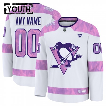 Maillot de Hockey Pittsburgh Penguins Personnaliser Fanatics Hockey Fights Cancer Practice 2024-25 Blanc - Enfant